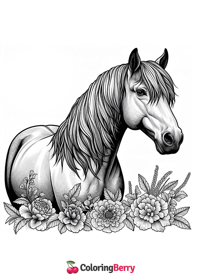 Pretty Horse Realistic Coloring Page