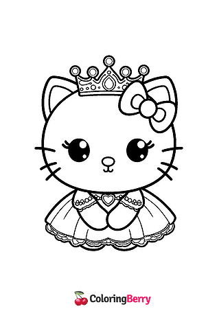 Princess Kitty Coloring Page
