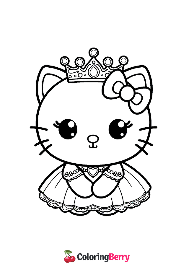 Princess Kitty Coloring Page