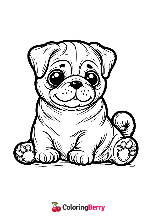 Pug Puppy Coloring Page