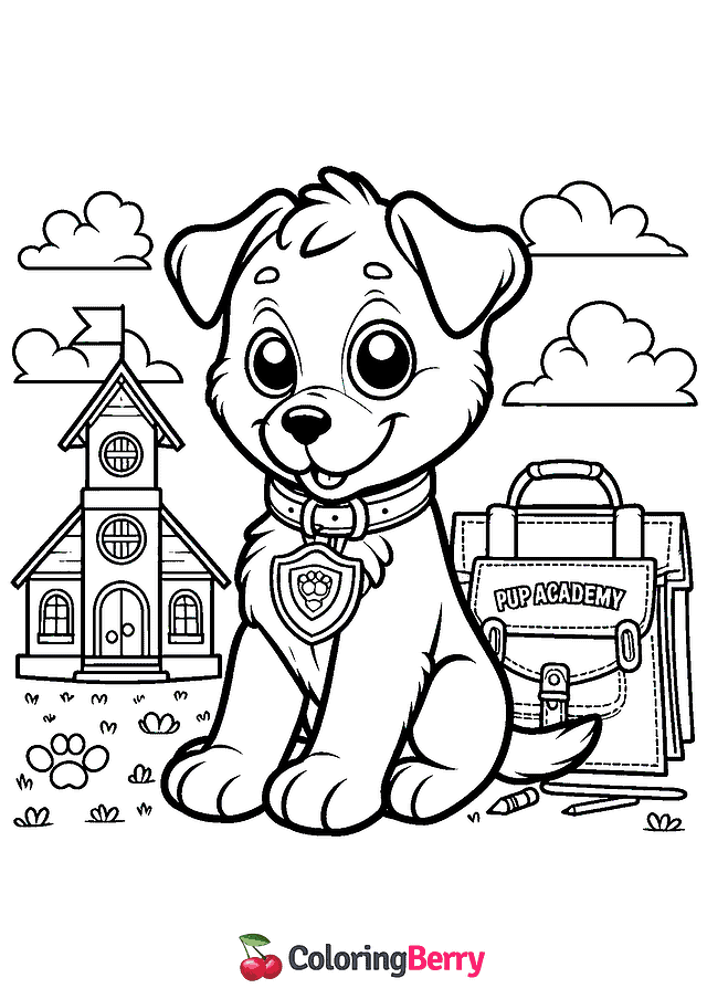 Pup Academy Coloring Page