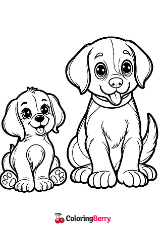 Puppy and Dog Coloring Page