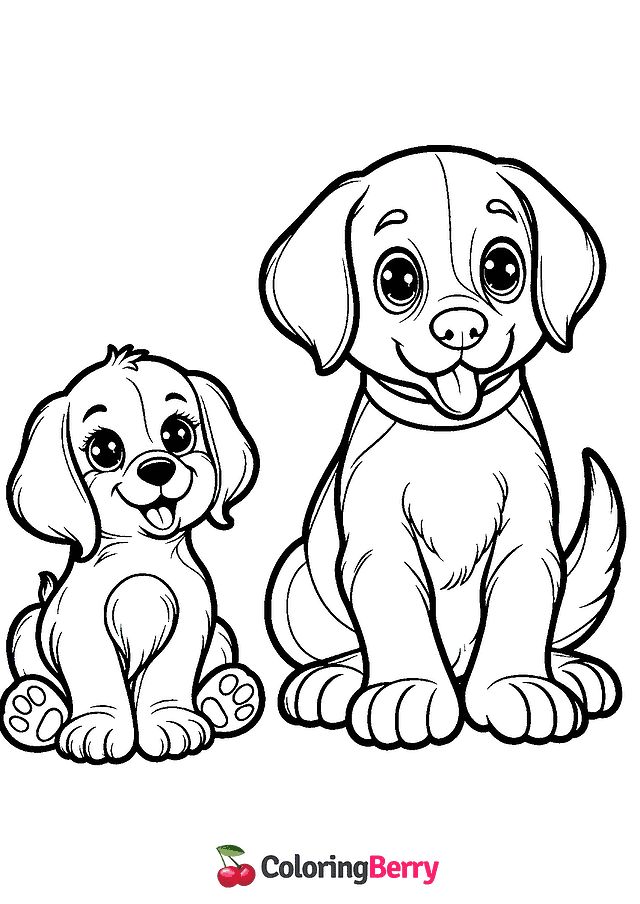 Puppy and Dog Coloring Page