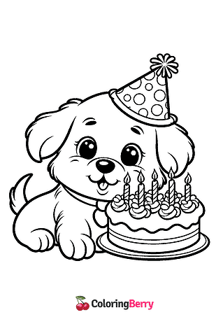 Puppy Birthday Coloring Page