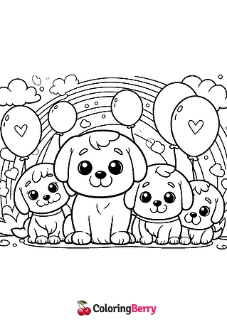 Puppy Family Coloring Page