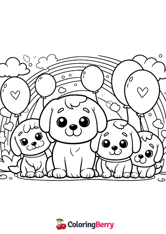 Puppy Family Coloring Page