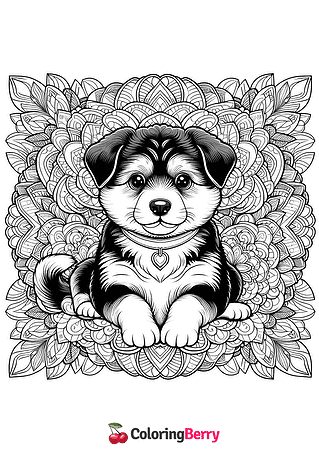 Puppy Mandala Coloring Page