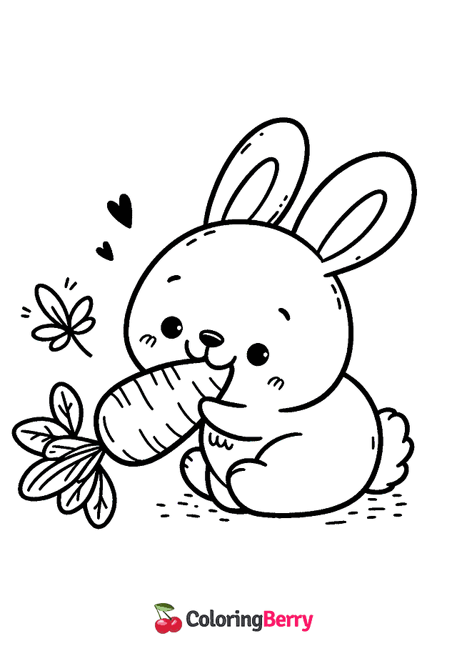 Rabbit Eating Carrot Coloring Page