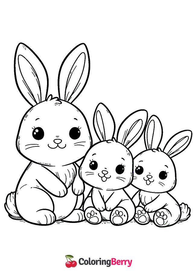 Rabbit Family Coloring Page