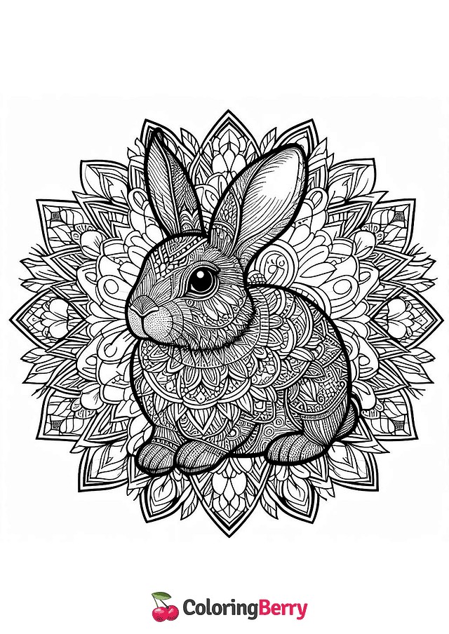 Rabbit Mandala Coloring Page