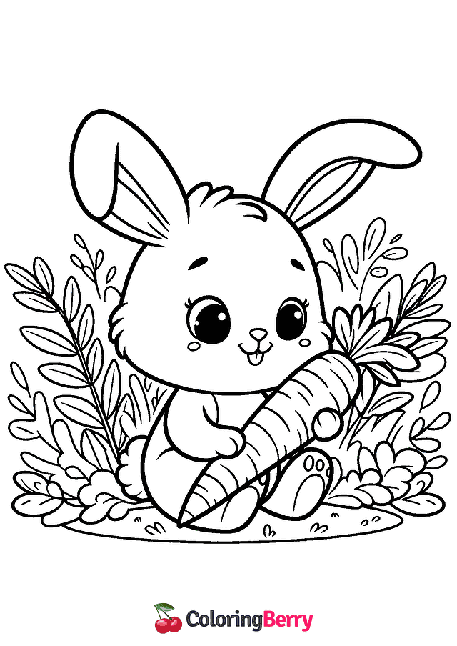 Rabbit with Carrot Coloring Page