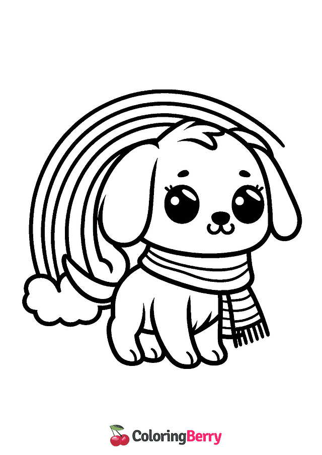 Rainbow Dog Coloring Page