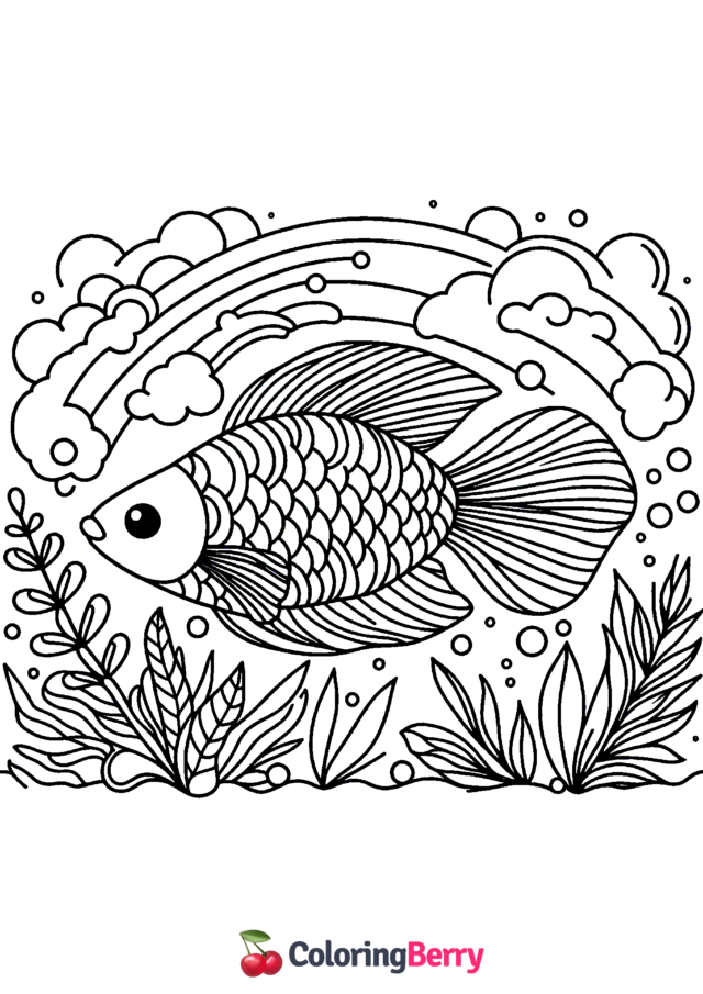 Rainbow Fish Coloring Page