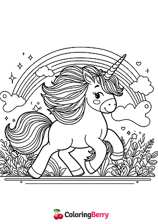 Rainbow Horse Coloring Page