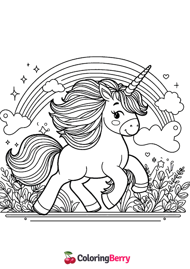 Rainbow Horse Coloring Page