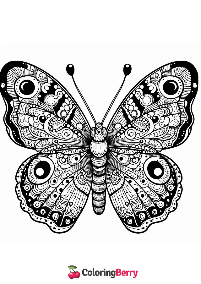 Realistic Butterfly Coloring Page