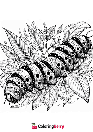 Realistic Caterpillar Coloring Page