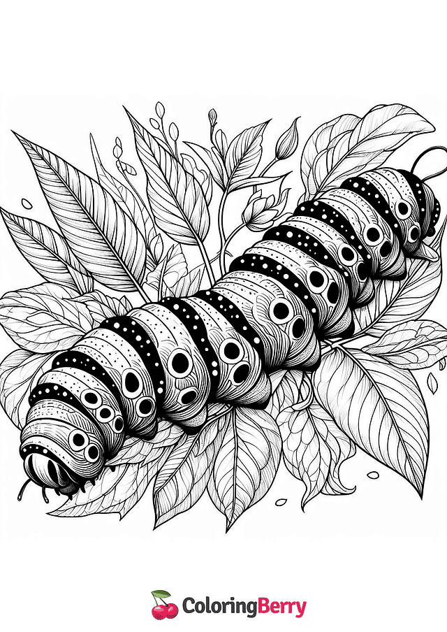 Realistic Caterpillar Coloring Page