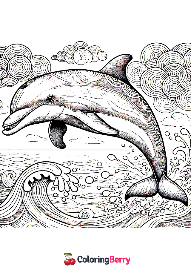 Realistic Dolphin Coloring Page