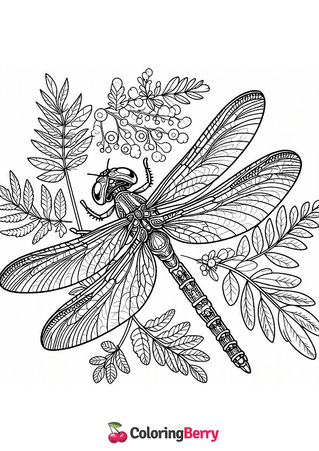 Realistic Dragonfly Coloring Page