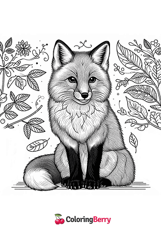 Realistic Fox Coloring Page