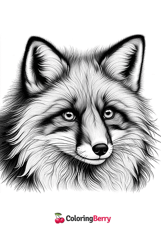 Realistic Fox Head Coloring Page