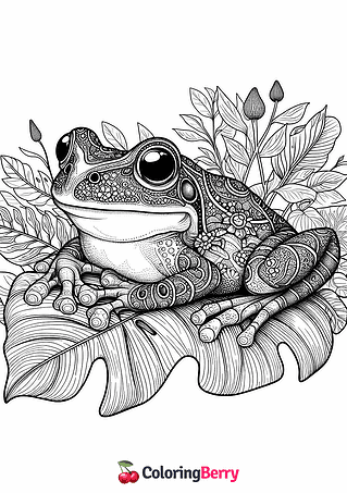 Realistic Frog Coloring Page