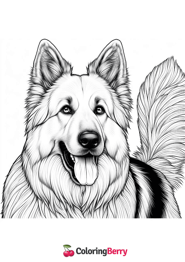 Realistic German Shepherd Coloring Page