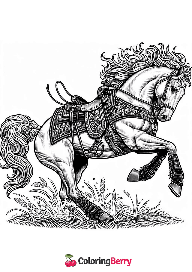 Realistic Horse Coloring Page