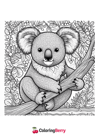Realistic Koala Coloring Page