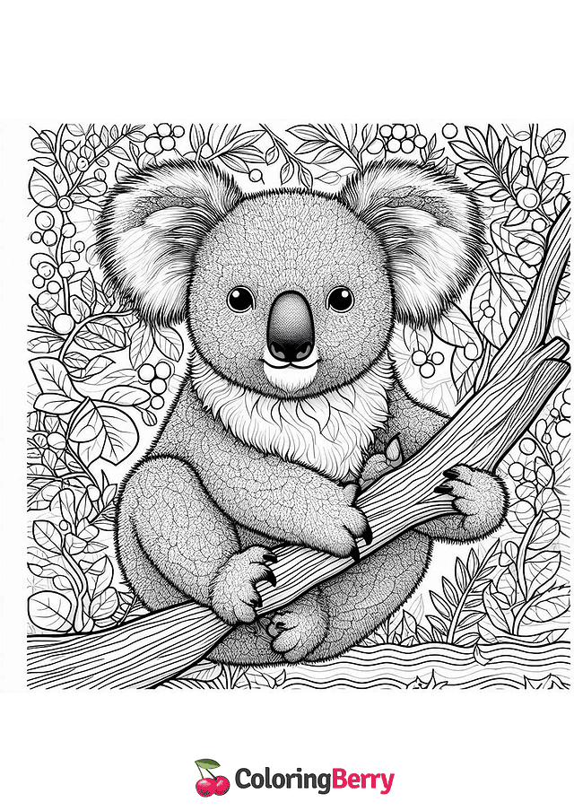 Realistic Koala Coloring Page