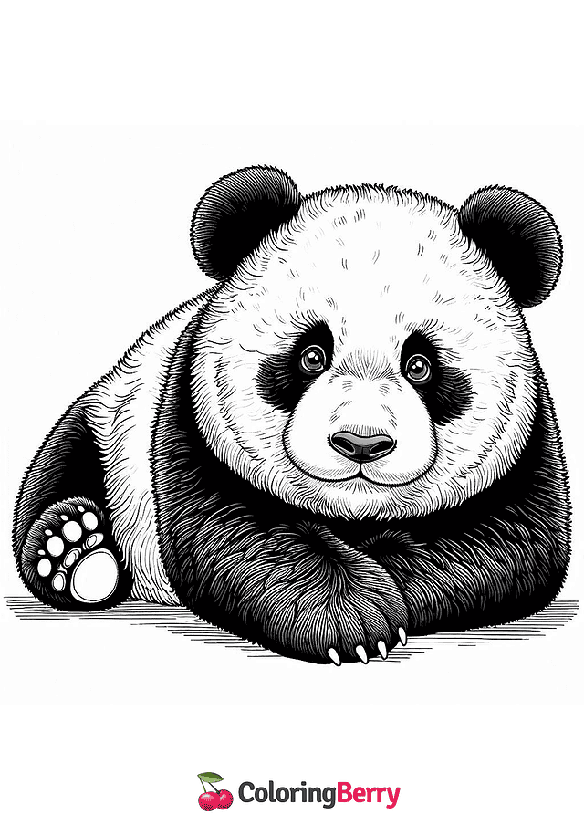 Realistic Panda Coloring Page