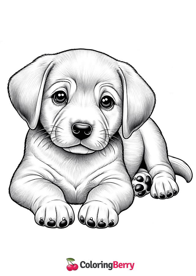 Realistic Puppy Coloring Page