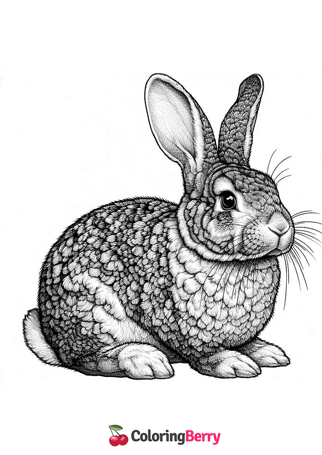 Realistic Rabbit Coloring Page