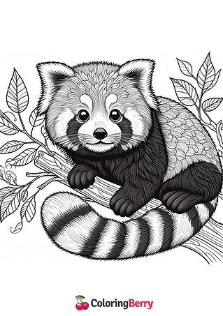 Realistic Red Panda Coloring Page