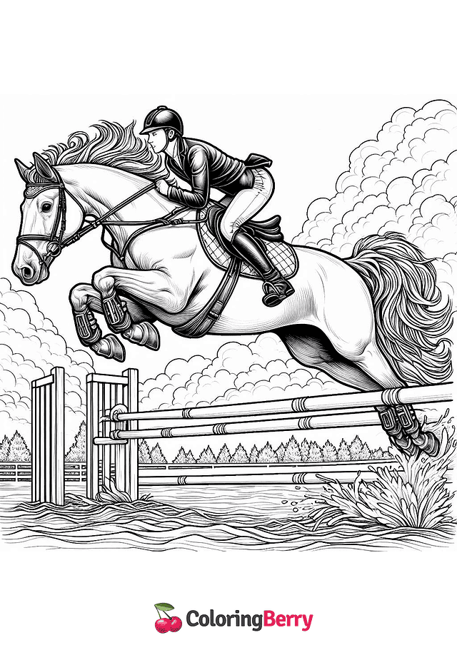 Realistic Rider Horse Coloring Page