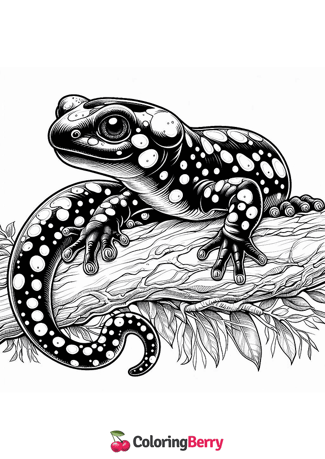 Realistic Salamander Coloring Page