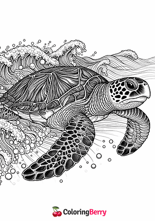 Realistic Sea Turtle Coloring Page