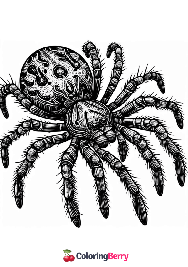 Realistic Spider Coloring Page