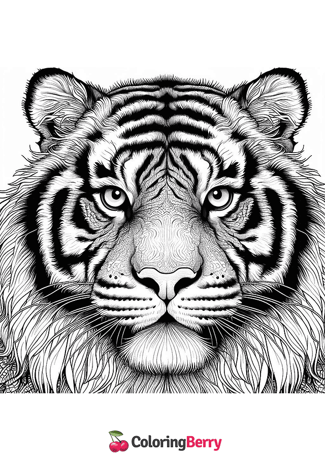 Realistic Tiger Coloring Page