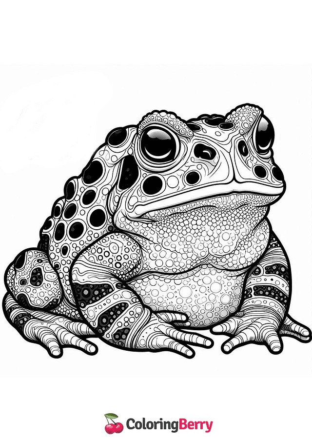 Realistic Toad Coloring Page