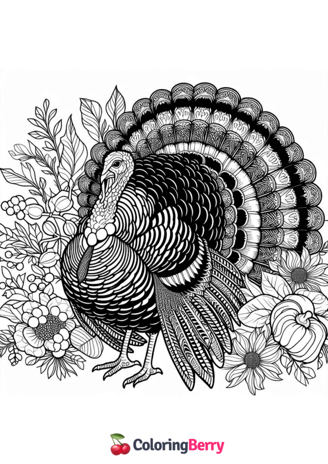 Realistic Turkey Coloring Page