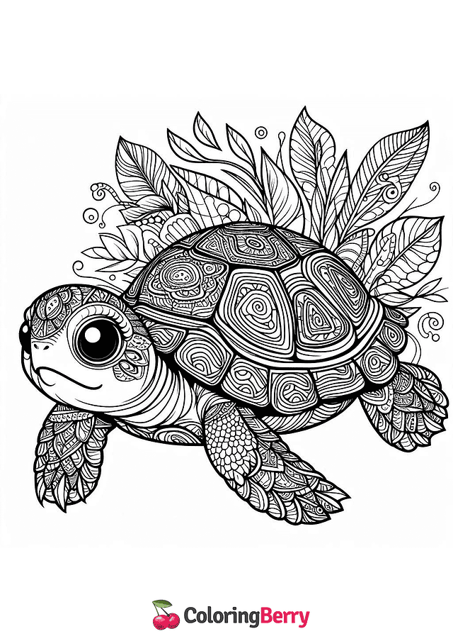 Realistic Turtle Coloring Page