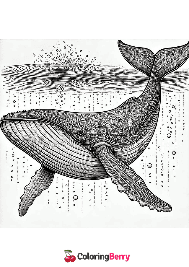 Realistic Whale Coloring Page