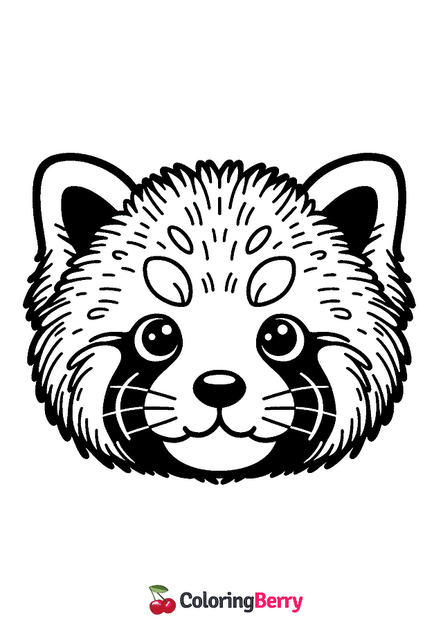 Red Panda Face Coloring Page