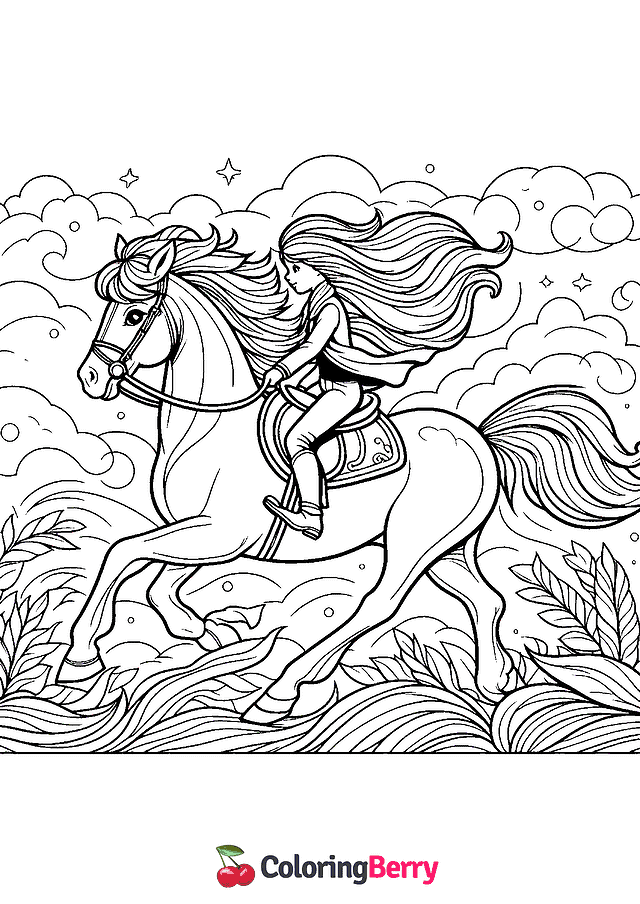 Riding Horse Coloring Page