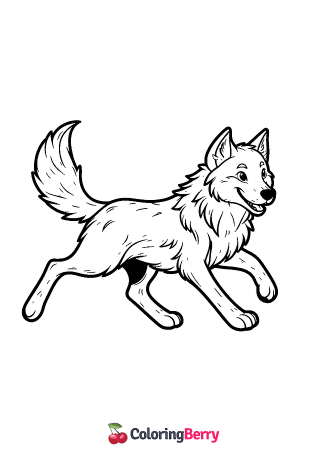 Running Wolf Coloring Page