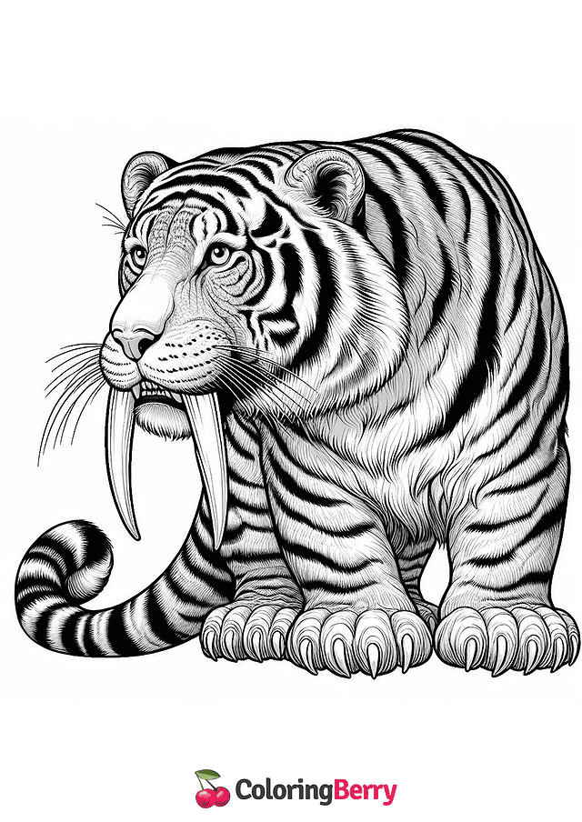 Saber Tooth Tiger Coloring Page