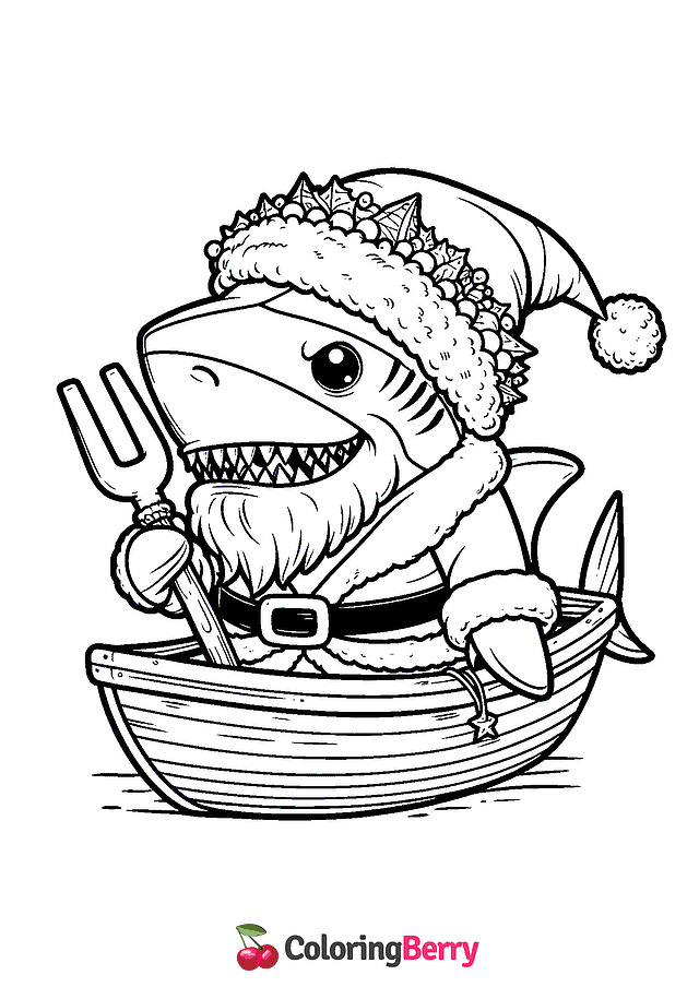 Santa Shark Coloring Page