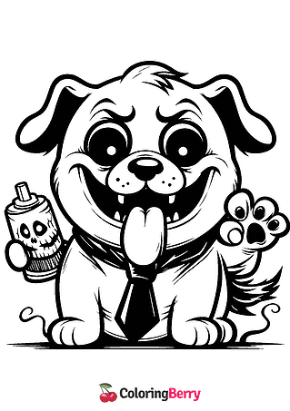 Scary Cartoon Dog Coloring Page